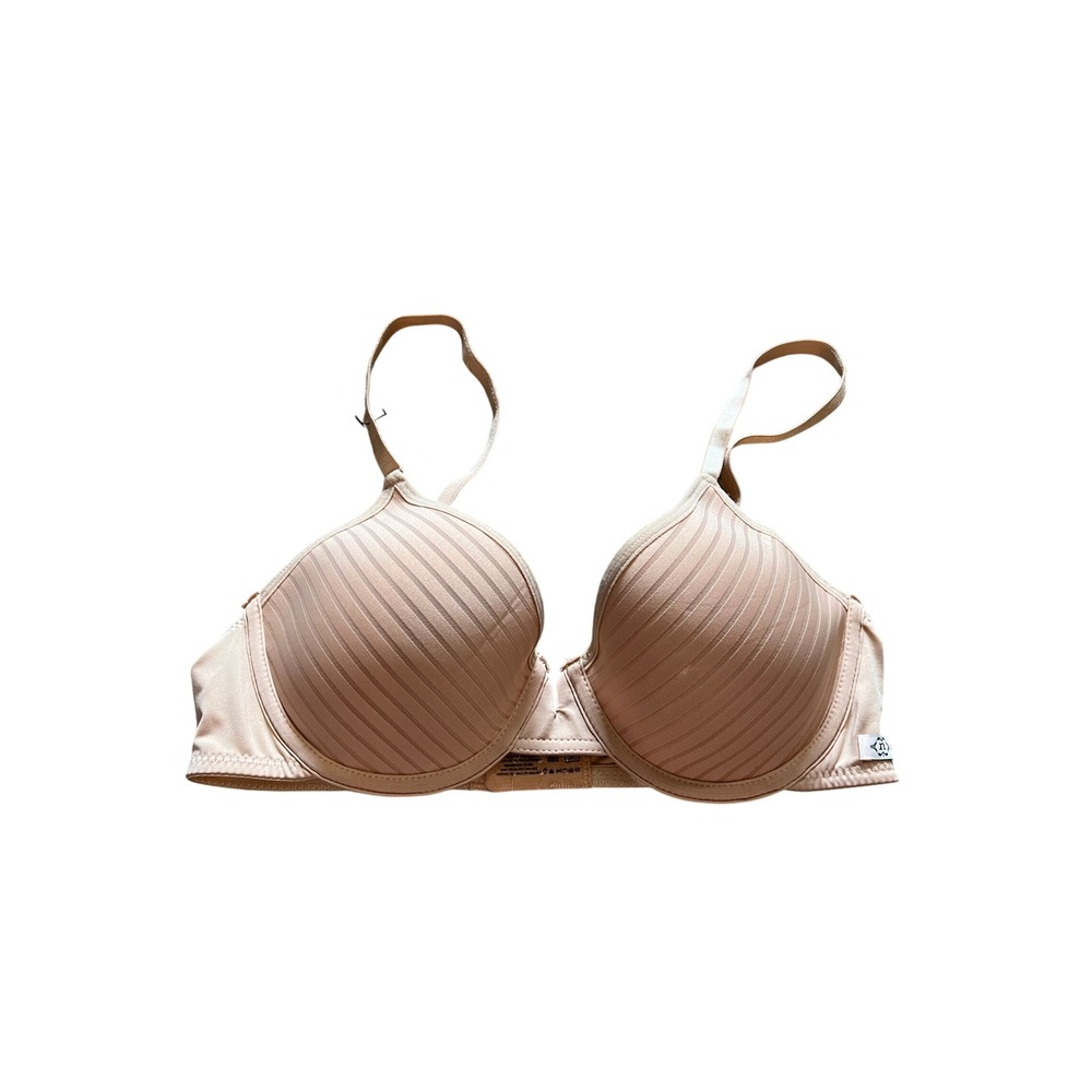 Nanette Lepore Peach Striped Padded Underwire T-Shirt Bra 34C 3PKBRA1040